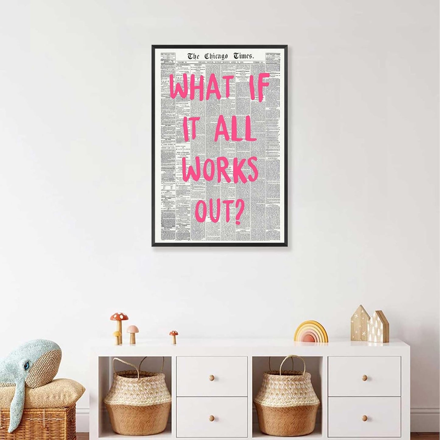 Skiennix Retro Newspaper Poster - Positive Affirming Quote Canvas Wall Art | 12x18in Framed Decor