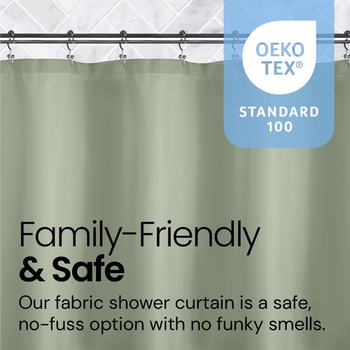 LiBa Green Shower Curtain, Fabric, Water Repellent Shower Curtain, Decorative Bathroom Curtains, 72" W x 72" H, Heavy Duty, Easy to Clean(Green)