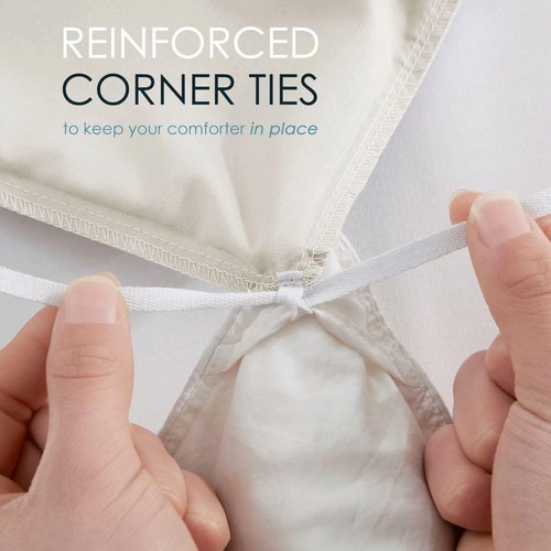 Hearth & Harbor Queen Duvet Cover Set - Soft Off White 3-Piece Bedding with Button Closure | 90x90 Inches