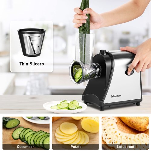 Electric Cheese Grater, 250W Electric Cheese Shredder With 5 Different Blades, Electric Grater Salad Maker Machine for Home Kitchen Use, Electric Cheese Grater for Block Cheese, Fruits, Vegetables