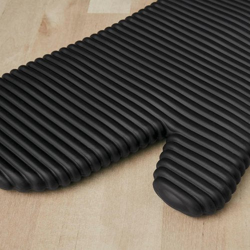 KitchenAid Ribbed Soft Silicone Oven Mitts - 2-Pack Set in Matte Black, 7.5"x13" for Ultimate Heat Protection