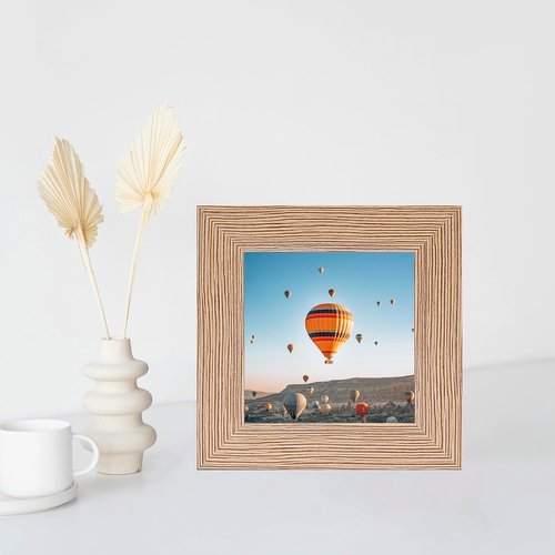 JCJMY 3x3 Picture Frame - Sturdy Rustic Brown Photo Frame with Shatter-Resistant Plexiglass