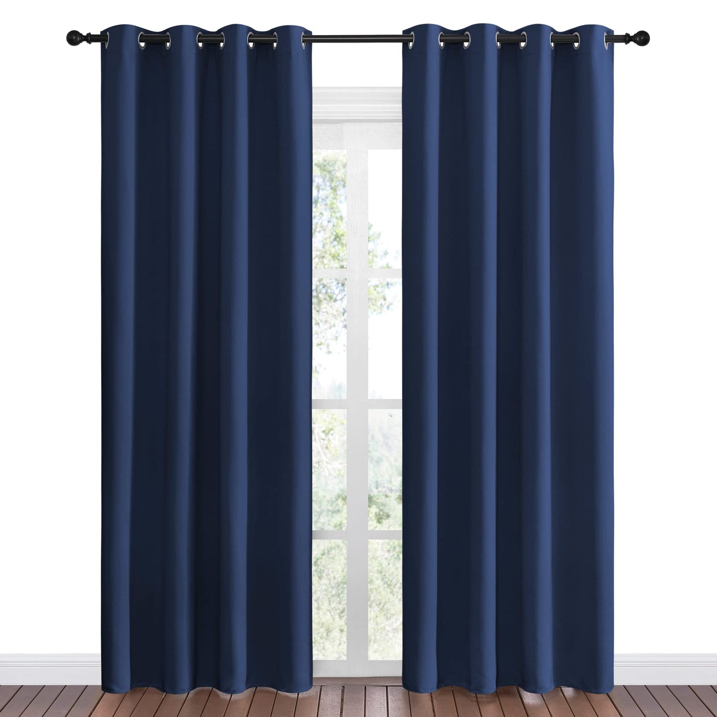 NICETOWN Navy Blackout Curtains 86" Long for Living Room, Thermal Insulated Window Treatment Light Reducing Room Darkening Drapes for Boys Kids Bedroom, Classroom, Apartment (55" W x 86” L, Set of 2)