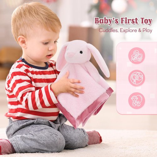 Bunny Loveys | 14" Soft Baby Security Blanket & Snuggle Toy for Newborns - Perfect Gift for Boys & Girls