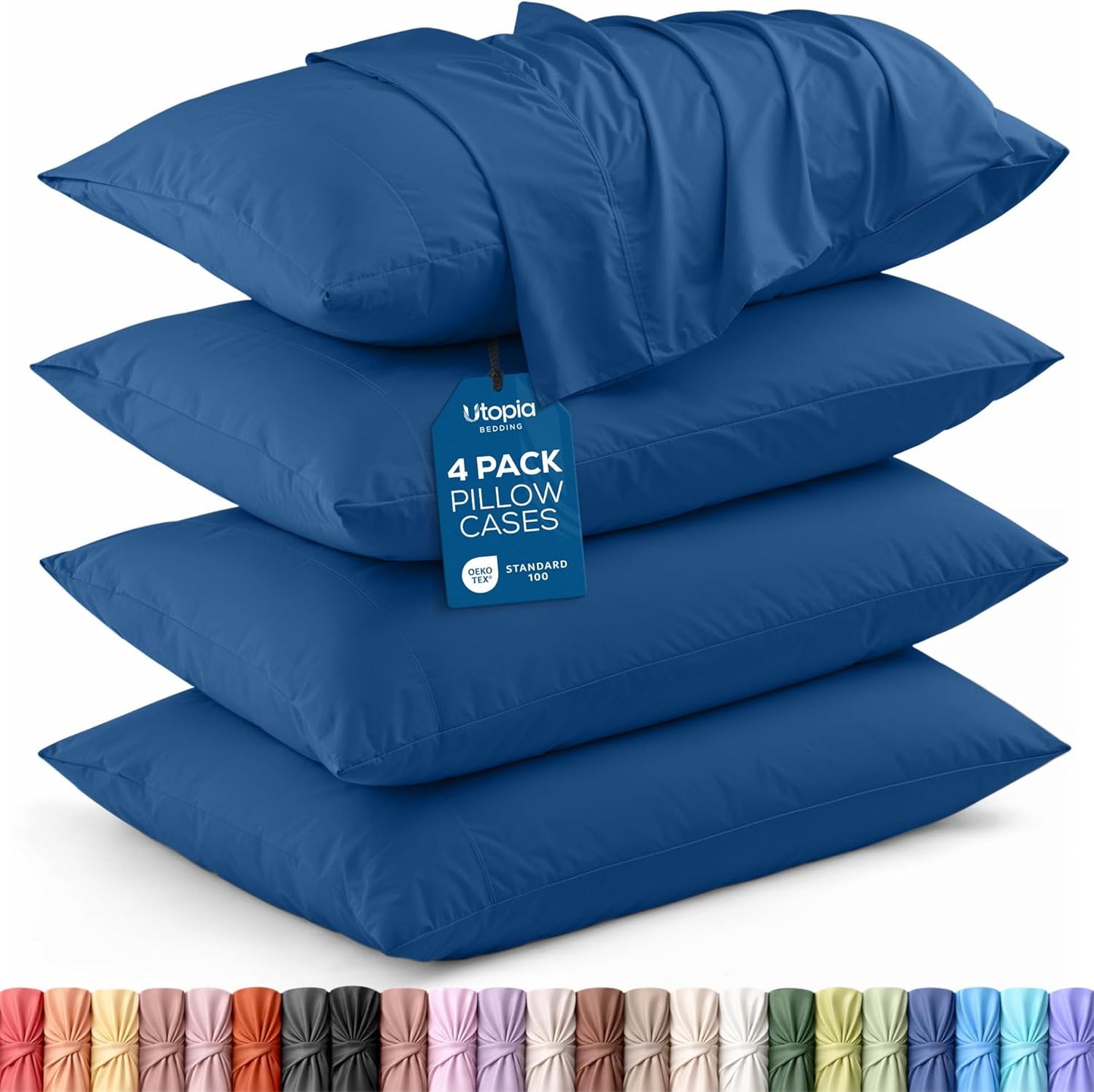 Utopia Bedding King Pillow Cases - Soft Brushed Microfiber - 4 Pack, Fade Resistant | 20 X 40 Inches, Dusk Blue