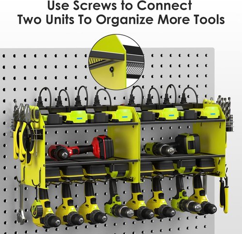 CCCEI Modular Power Tool Organizer - Wall Mount Charging Station & Heavy Duty Storage Shelf | Green, 1 Pack