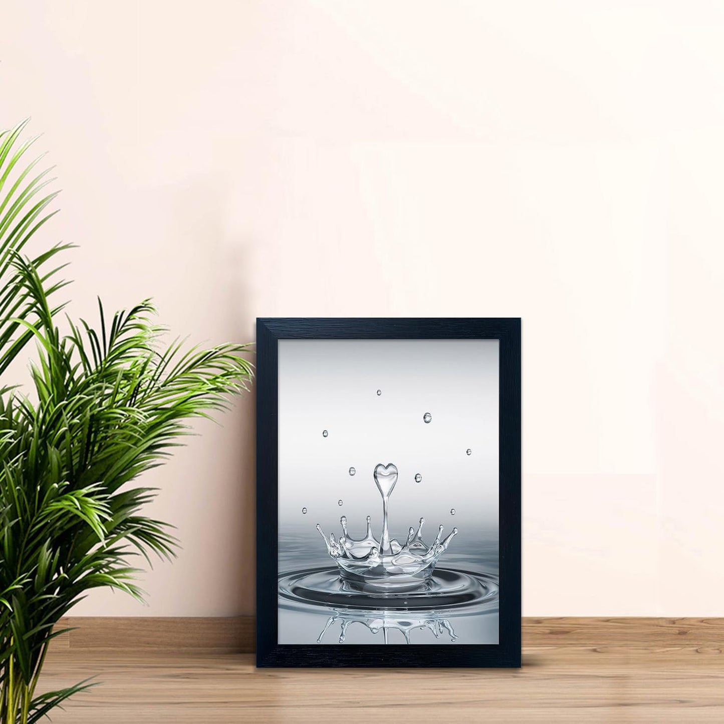 Skiennix Bathroom Decor Wall Art - Modern Heart Water Drop Canvas Print | Black Framed Design