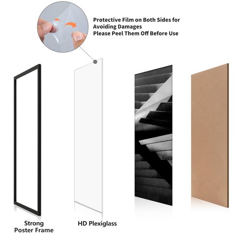 DOAI ART 8x24 Picture Frame Black 2 Pack, Poster Frames 8 x 24 inches or 8x24 Frame with HD Plexiglass for Horizontal or Vertical Wall Mounting, Durable Scratch-proof Safe and Artistic