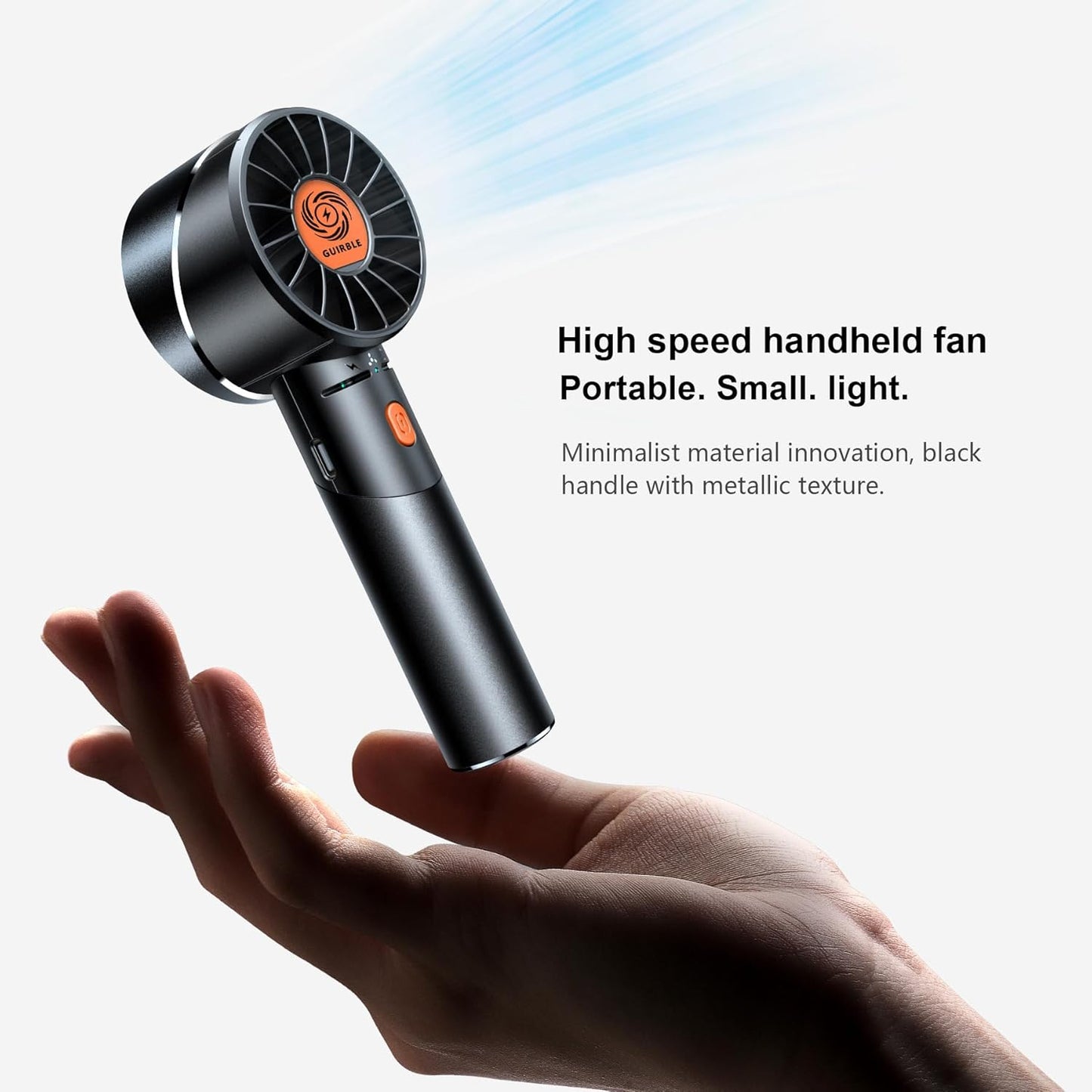 Skiennix Handheld Fan - Powerful Portable Turbo Fan | USB Rechargeable, 7000RPM, Black