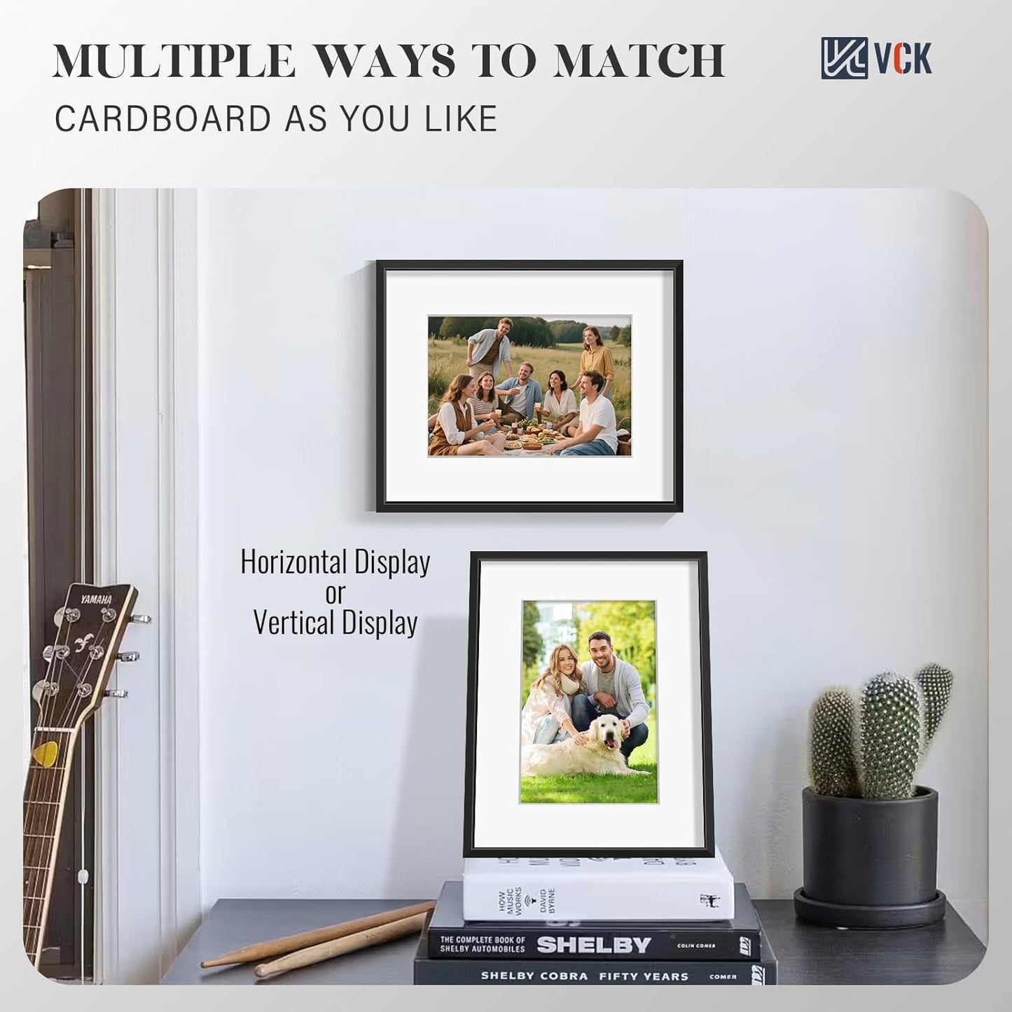 VCK 8x10 Picture Frame - High-End Aluminum Metal with Tempered Glass | Displays 5x7 or 8x10 Photos