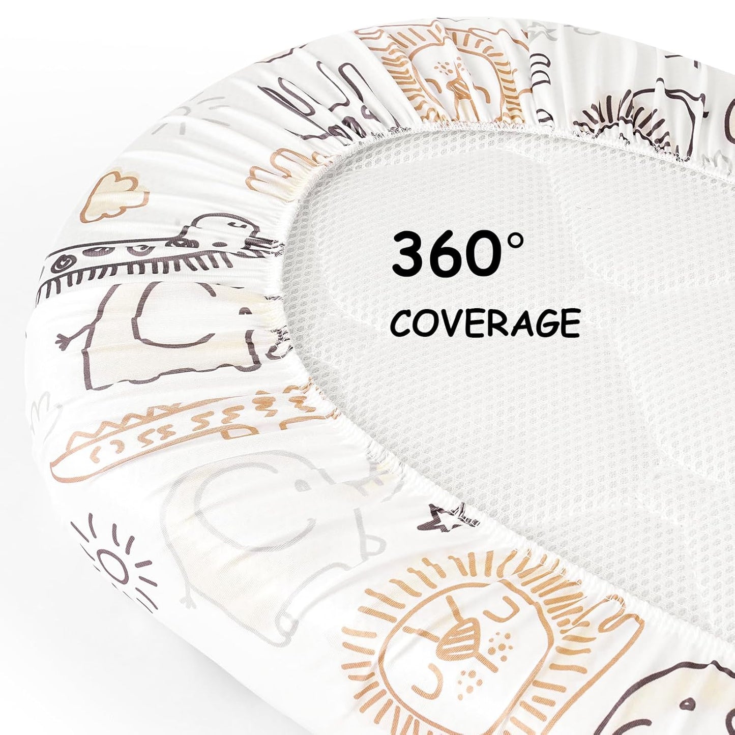 Yoofoss Bassinet Sheets - 3-Pack Fitted Sheets for Halo, Baby Delight & Angelbliss | Soft, Breathable Design (Brown & Animals)