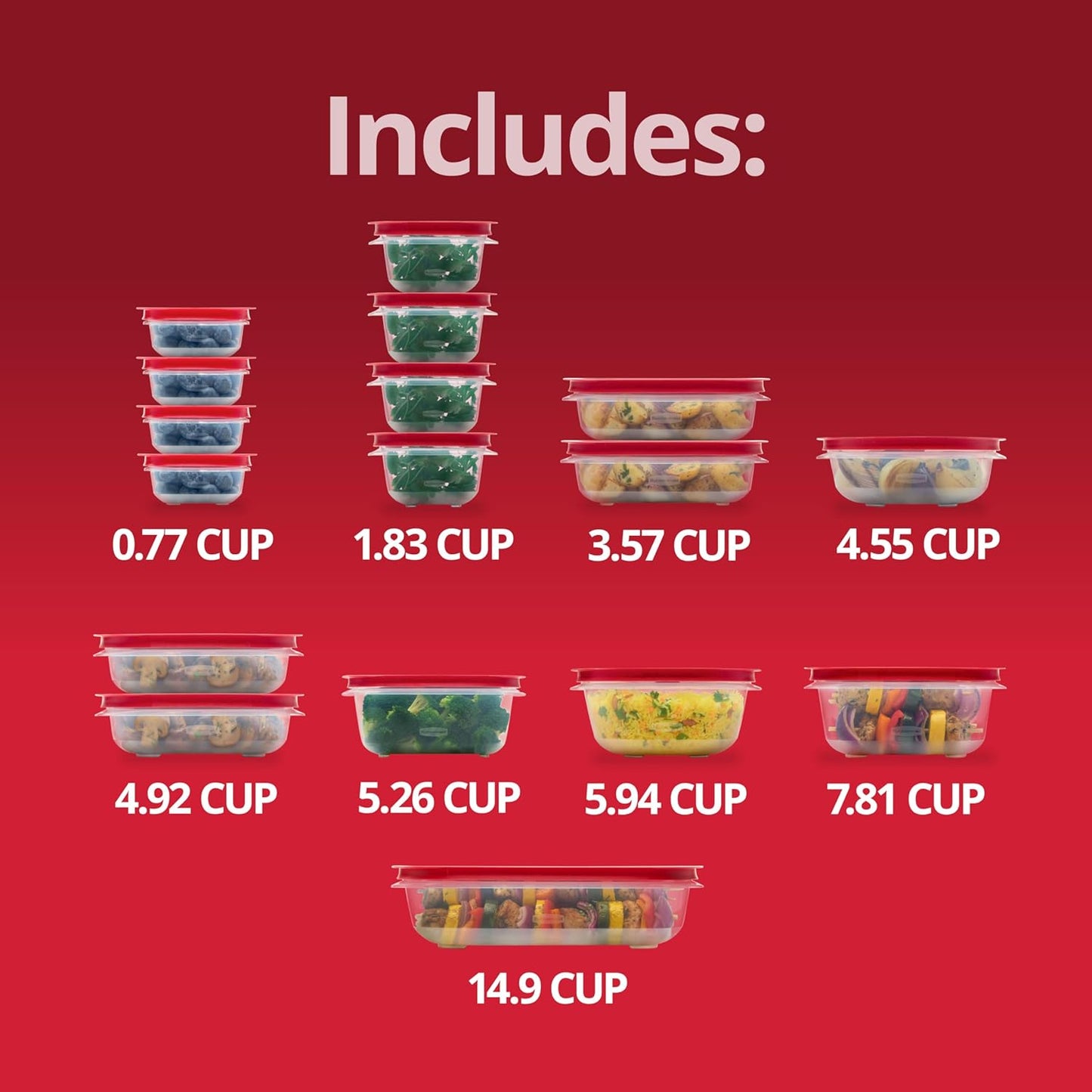 Rubbermaid EasyStore 34-Piece Food Storage Container Set - Rectangle, Square & Round with Lids