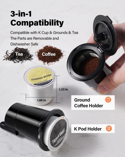 Keurig K Cup Coffee Maker - Bold Setting for Hot & Iced Coffee | 52oz Reservoir, 6-14oz Brew Sizes, Gray