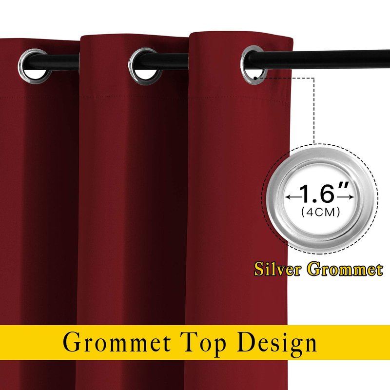 NICETOWN Extra Long Blackout Drapes - (52 inches by 120 inches, Burgundy Red, Set of 2) Window Treatment Light Blocking Privacy Curtain Panels for Home Decoration