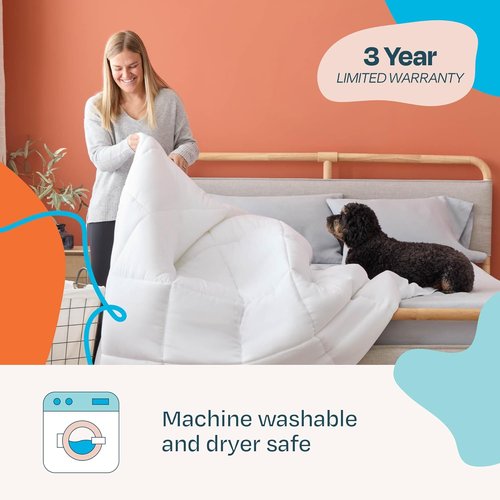 Linenspa White Down Alternative Comforter - All-Season Queen Size Duvet Insert with Box Stitch & 8 Loops
