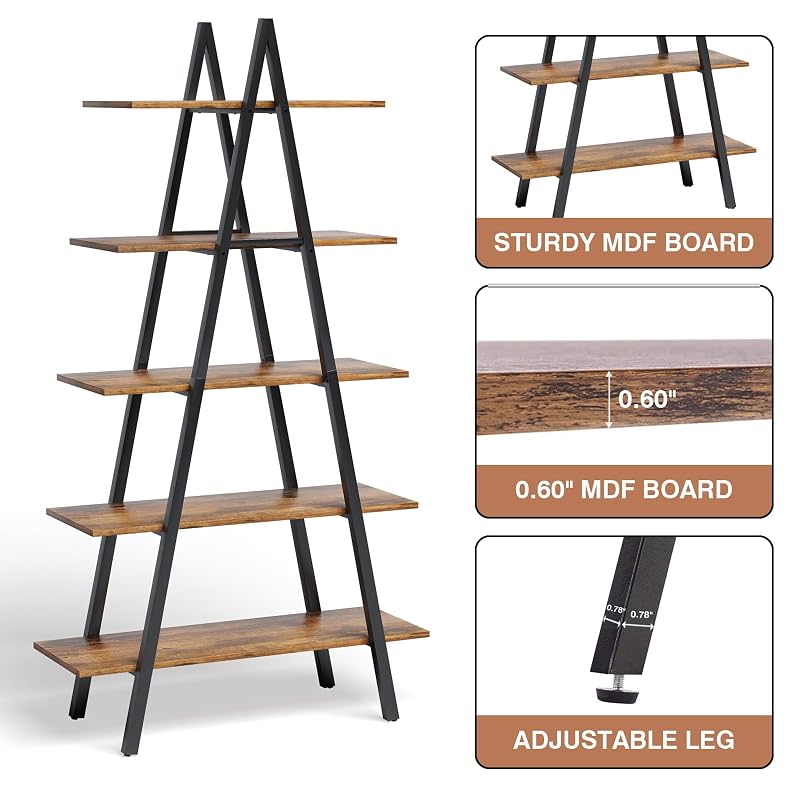 YOUDENOVA A-Shaped Ladder Bookshelf, Black Christmas Village Display