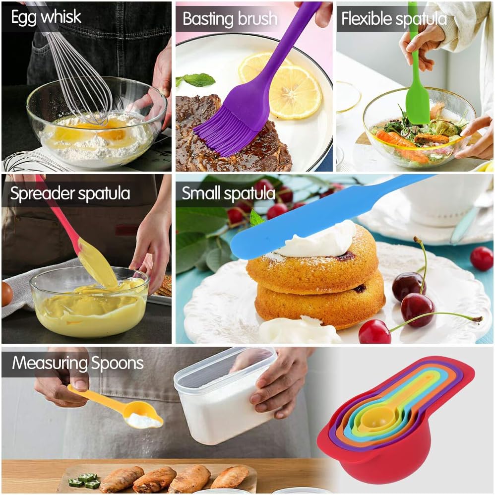 Rottay Mixing Bowls Set - 20PCS Stainless Steel with Airtight Lids & Grater Attachments | Non-Slip Bottoms