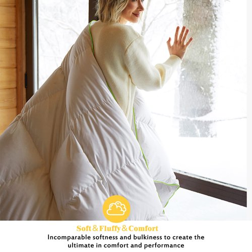 KASENTEX 75% Down 25% Feather - Premium King Goose Feathers Down Comforter, Ultra-Soft, 750 Fill Power Medium Weight for All Season Luxury Hotel Style Fluffy Duvet Insert (106x90 Inches, White)