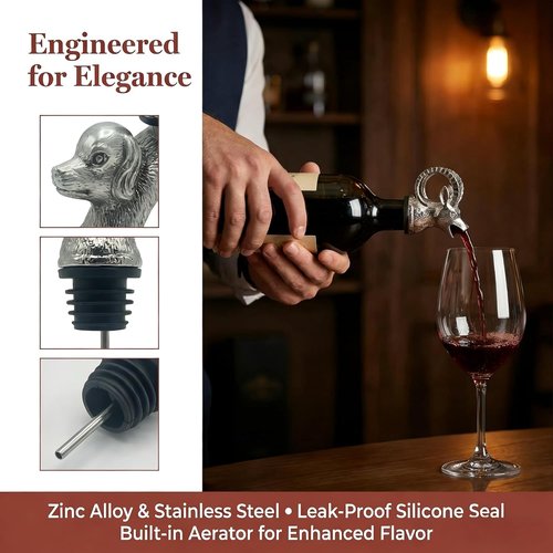 Animal Wine Pourer and Wine Bottle Stopper Holde Display Unique Wine Accessories