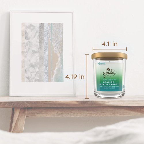 Glade Candle Jar - Large 16oz Candle Infused with Essential Oils | Seaside Beach Sands Air Freshener