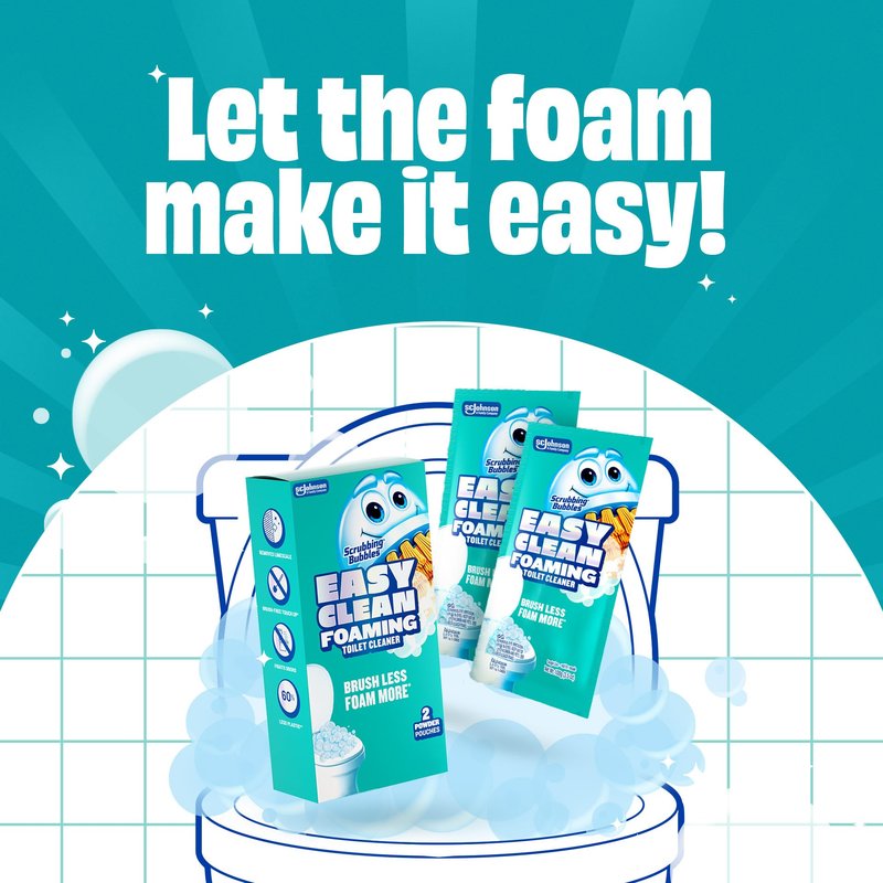 Scrubbing Bubbles Easy Clean Foaming Toilet Bowl Cleaner, Easy Drop In Powder Pouches, 100g (2 Pouches)