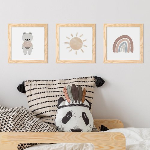 upsimples 8x8 Picture Frame, Display Pictures 4x4 with Mat or 8 x 8 Without, Wall Hanging Photo Frames, Natural, 1 Pack