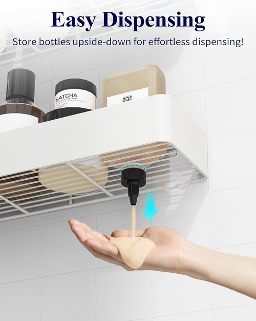 Kitsure Shower Caddy - Rustproof Adhesive Organizer for Bathroom Storage | 2 Pack, White, XX-Large