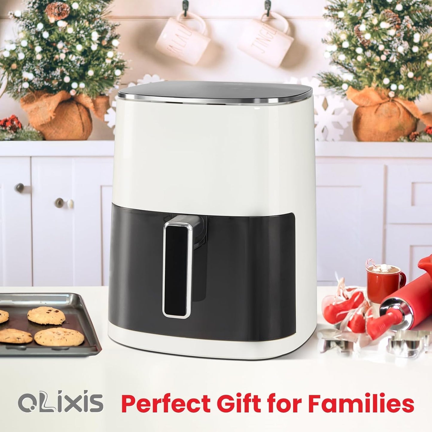 OLIXIS 6 Quart Air Fryer - 12-in-1 Multi-Cooker with Window | Roast, Bake, Dehydrate & More - White