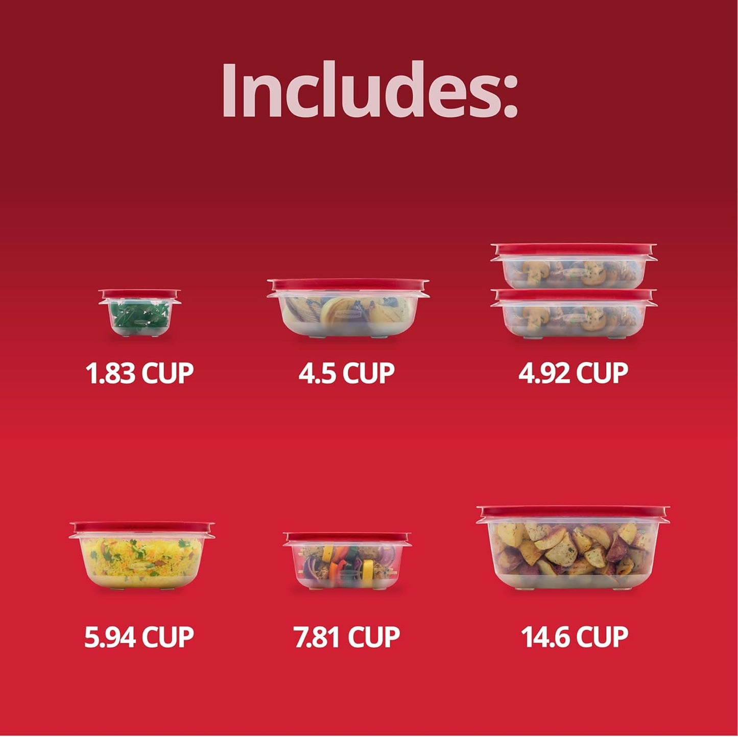 Rubbermaid EasyStore 14-Piece Food Storage Container Set - Square & Round with Lids