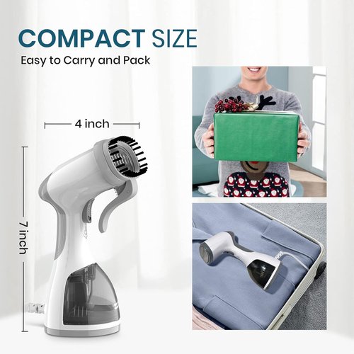 Kolohoso Handheld Garment Steamer - 1500W Fast Heat Up, Portable Travel Steamer with 260ml Tank - Grey