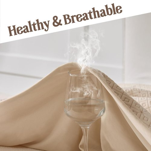 BEDLORE Twin Size Mattress Protector - Waterproof, Noiseless Cover with Stretchable Pockets | Soft Beige Pad for 6-15 Inch Mattresses