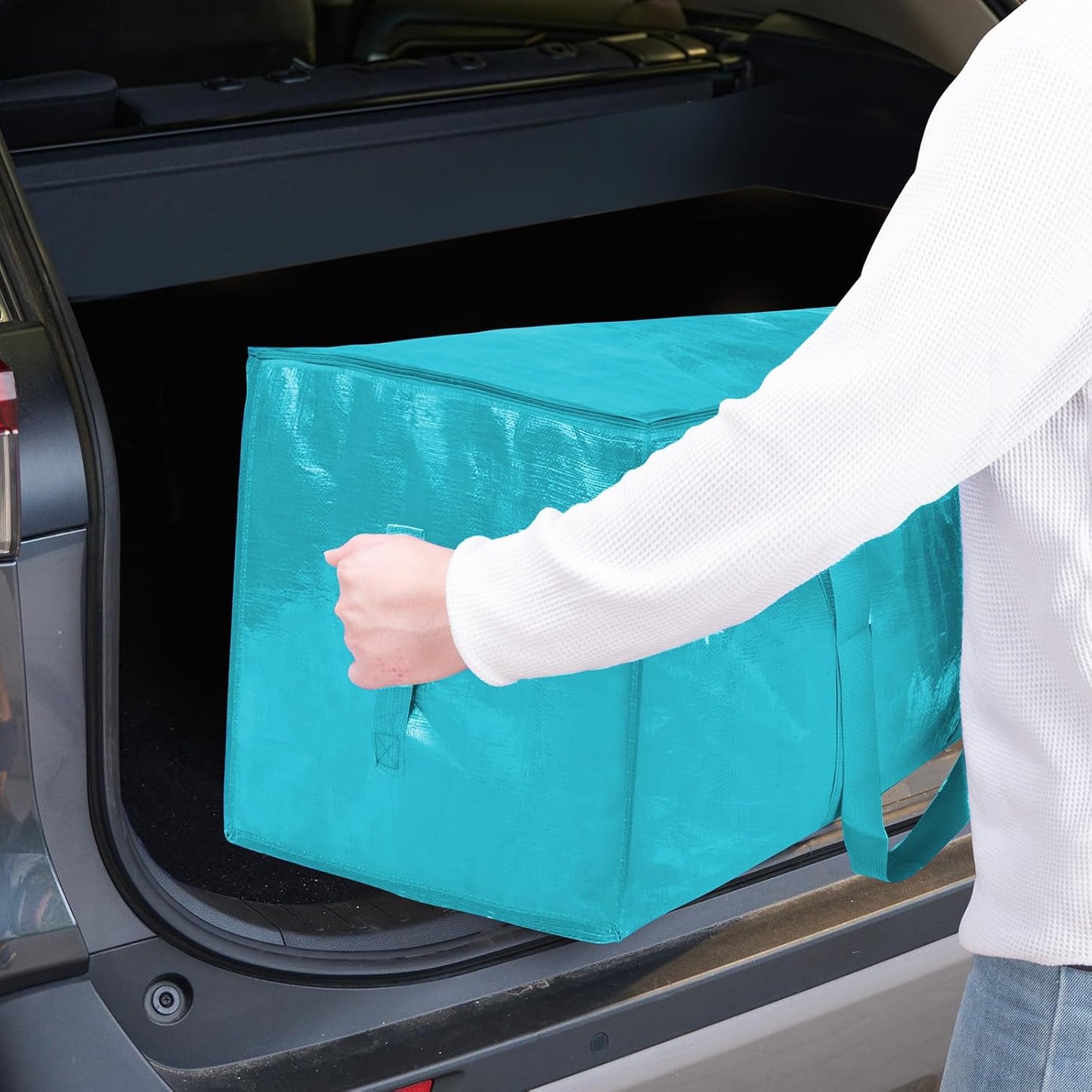 TICONN Extra Large Moving Bags - Heavy Duty Storage with Zippers & Handles | 8 Pack, Aqua