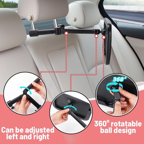 Baby Car Mirror - 360° Flexible Arm for Clear View | Easy Install Hook Clip for Rear Facing Infants