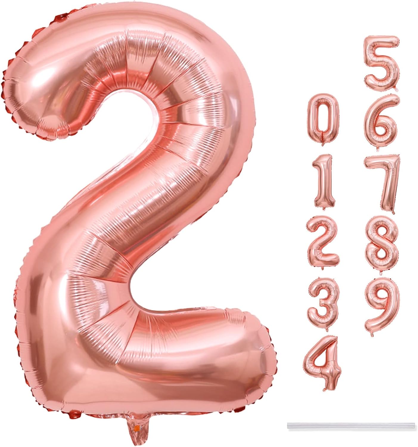 Regine Switzerland 40-Inch Rose Gold Foil Number 2 Balloon - Self-Inflating Digital Helium Decoration for Birthdays & Anniversaries