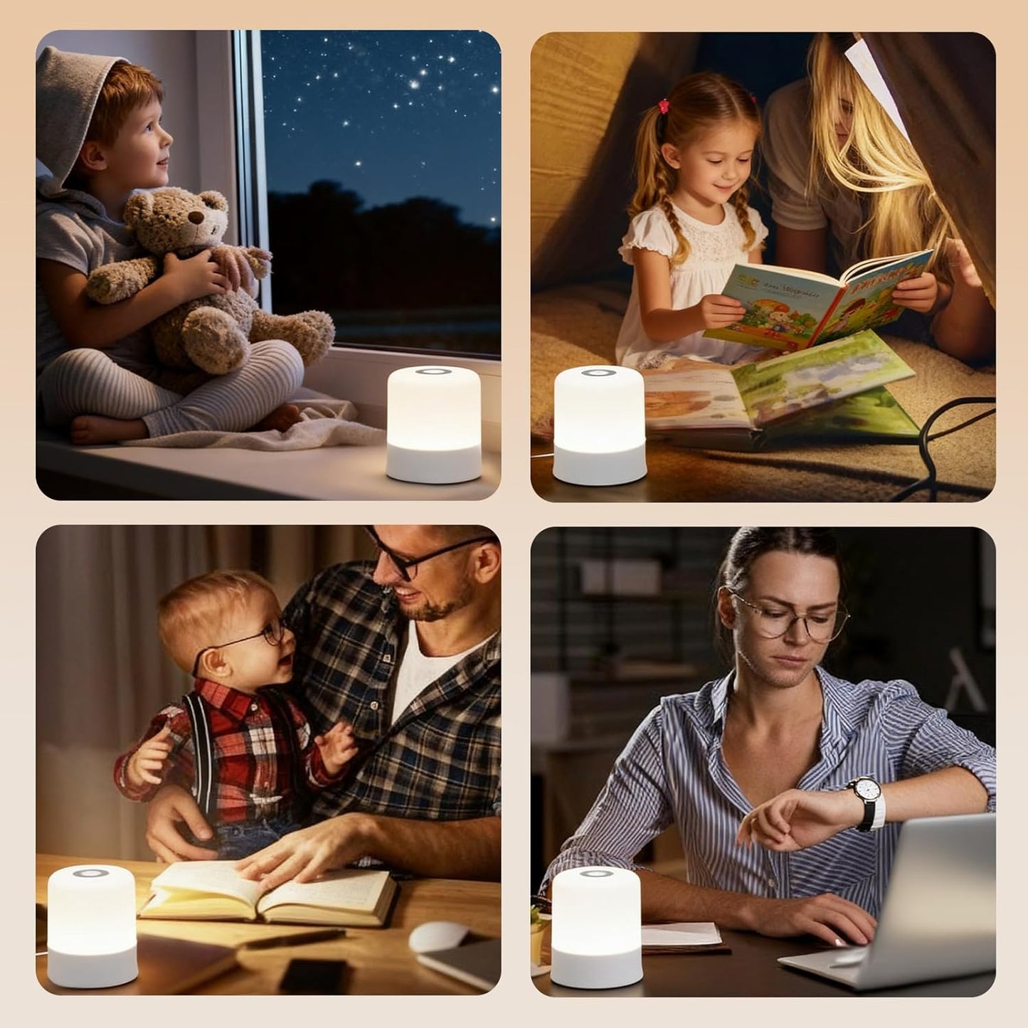 Skiennix Portable Baby Night Light - Dimmable Touch LED Lamp with 3 Color Options | 2400mAh Rechargeable