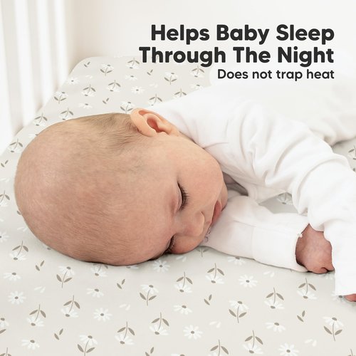 KeaBabies 2-Pack Organic Crib Sheets for Boys, Girls - 52x28 Fitted Crib Mattress Sheet Neutral, Breathable Jersey Cotton Cover for Baby Bed, Toddler Mattress, Soft & Cute Prints (Daisies)