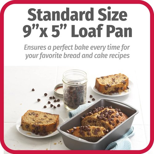 GoodCook Nonstick Loaf Pan - 9 x 5-Inch Heavy-Duty Bakeware with Easy-Clean Coating | Set of 2, Gray