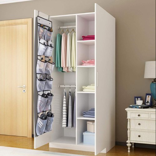 KEEPJOY Over The Door Shoe Organizer - 2 Pack Mesh Pockets Hanging Rack | Large 57.5"x12.6" Grey Storage Solution