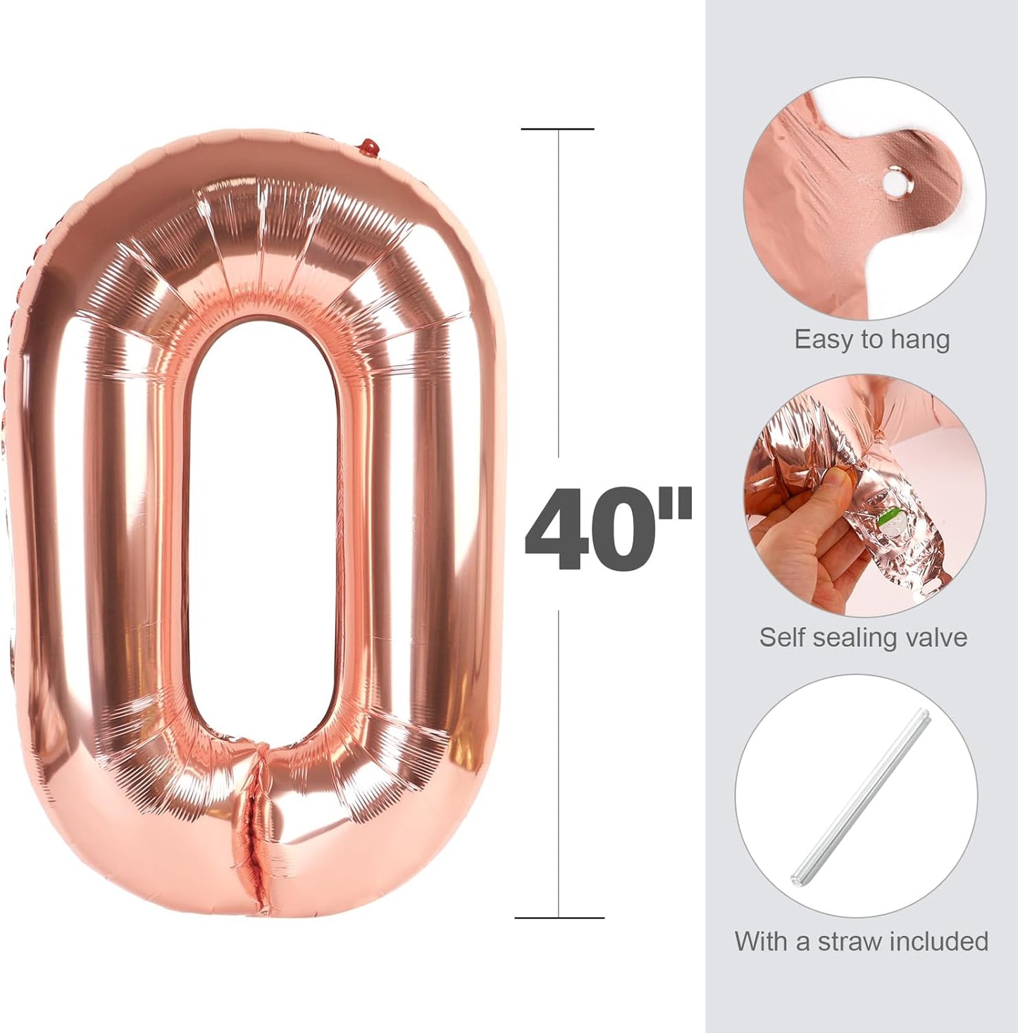 Rose Gold Number Balloon - 40 Inch 24th Birthday Decorations for Women & Men | Perfect for Weddings & Anniversaries