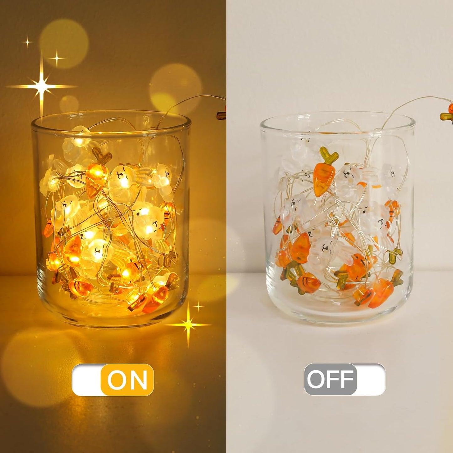 Suddus Easter String Lights - 12.8ft Battery Operated 40 LED Outdoor & Indoor Decorations