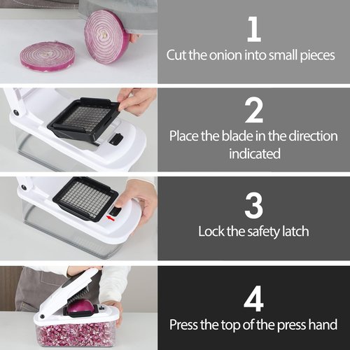 Cambom Vegetable Chopper - Multifunctional Food Dicer with 8 Blades & Container for Easy Prep