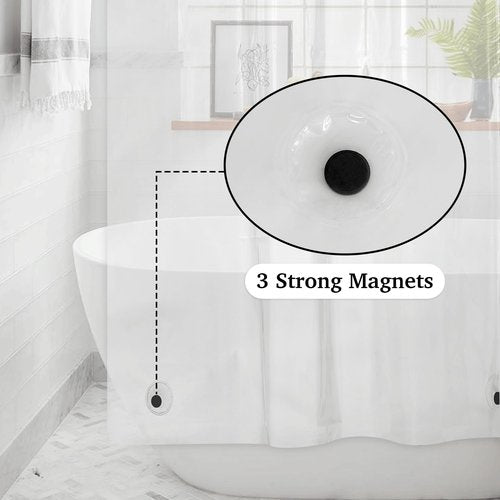 NICETOWN Shower Curtain Liner 70x72, Clear Shower Curtain with 12 Stainless Hooks & 3 Magnets, Premium Heavy-Duty PEVA Waterproof & Non-Toxic Material Bathroom Accessories with Grommets, 1 Panel