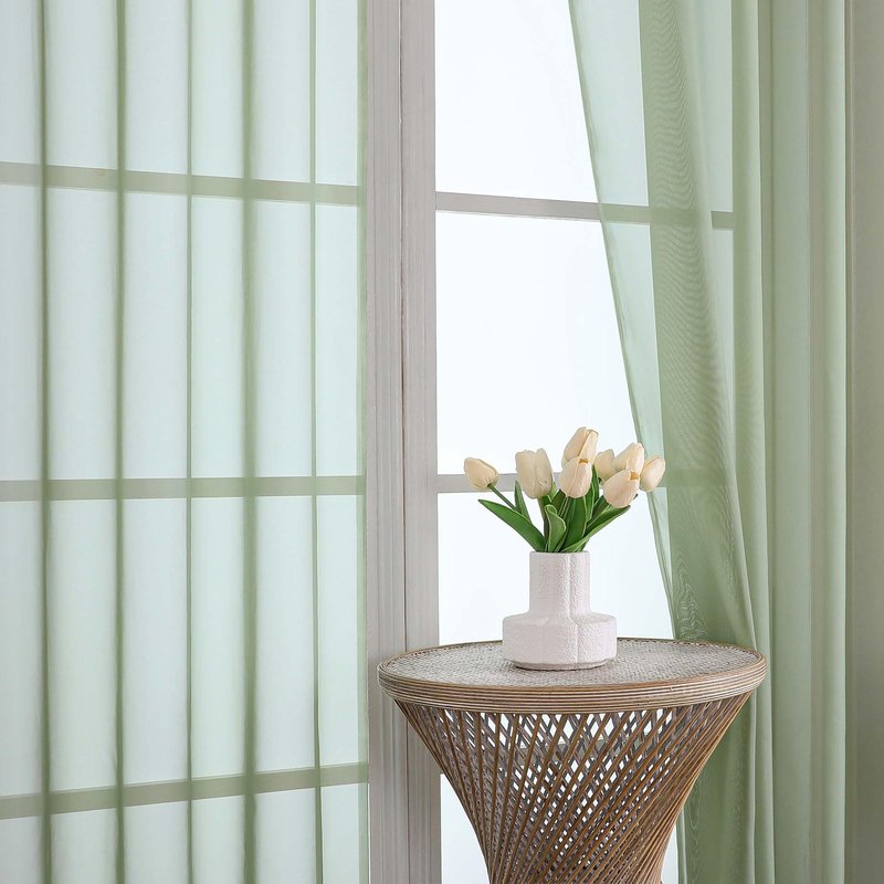 OWENIE Sheer Curtains 84 Inches Long 2 Panels Set, Sage Green Sheer Curtain for Living Room Bedroom, Modern Filmy Rod Pocket Curtains Drapes, 2 Pcs, Each 59 W x 84L, Sage Green
