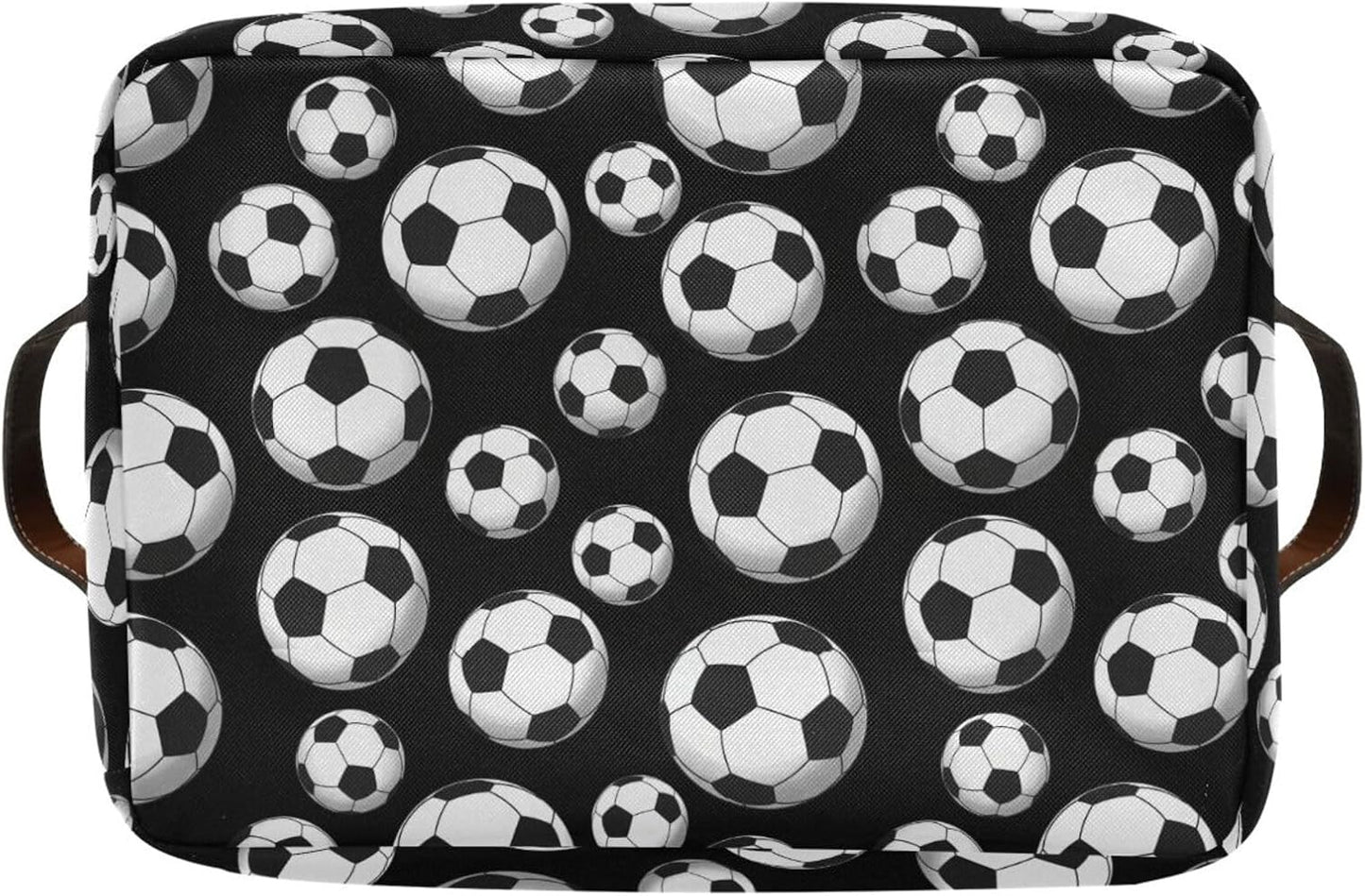 Skiennix Football Storage Basket - Large Canvas Organizer Bin with Handles for Toys & Clothes | Collapsible Design