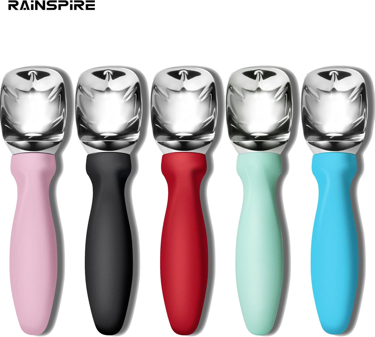 Rainspire Ice Cream Scoop - Heavy Duty Stainless Steel with Comfortable Handle | Black Color for Gelato and Sorbet