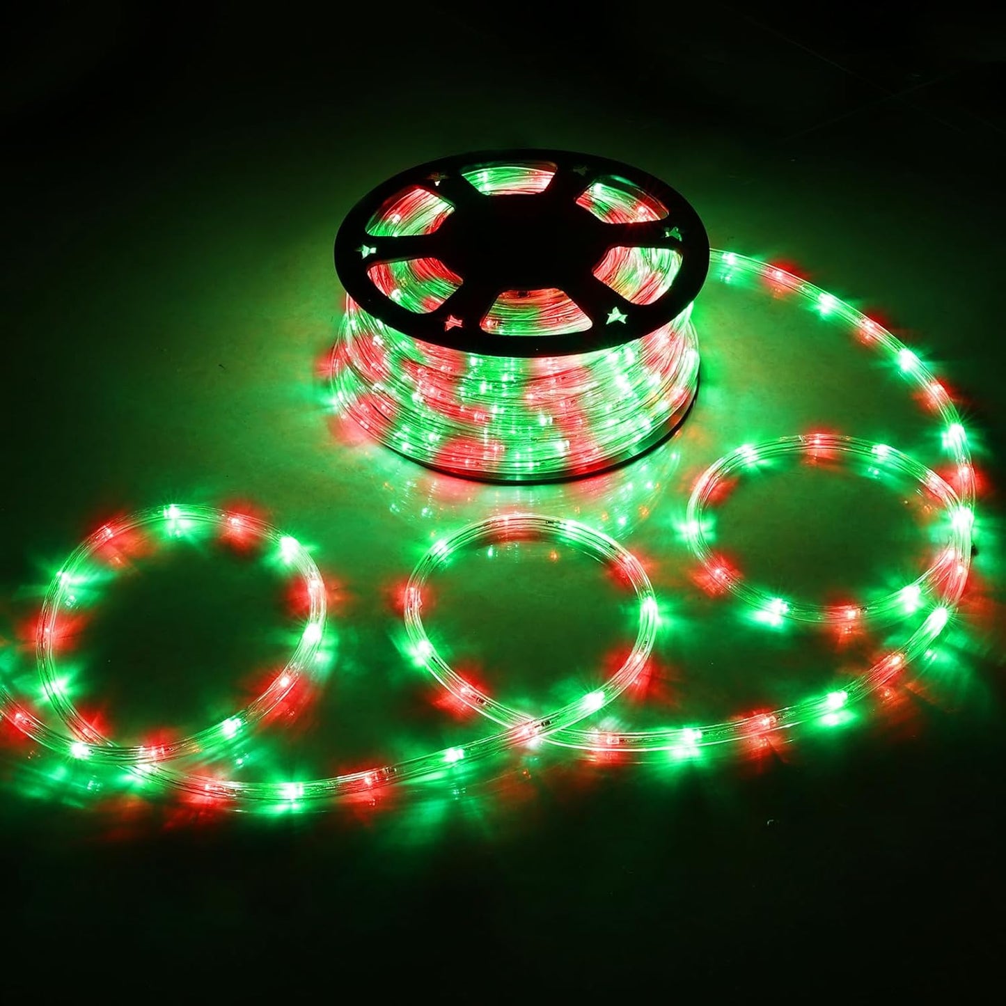 Skiennix 50ft LED Rope Lights - Waterproof, Flexible Tube Lighting with 8 Modes | Red & Green for Outdoor Decor