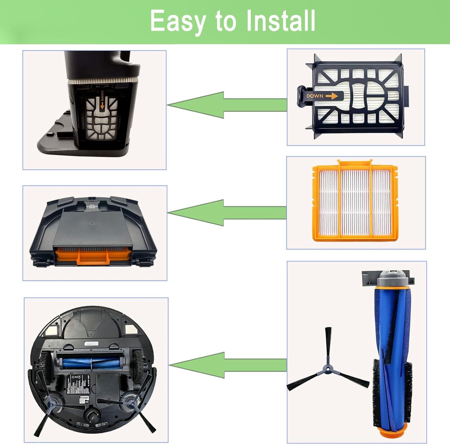 Shark AI Robot Vacuum Replacement Parts - Main Brush, Filter, Side Brush & More | Compatible with AV2501S, AV2511AE, AV2610WA, RV2502AE, RV2400WD
