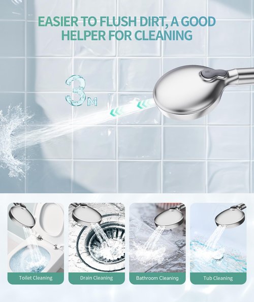 SR SUN RISE Filtered Shower Head with Handheld High Pressure 9 Spray Mode Showerhead Detachable Shower Head Water Softener Filters Beads for Hard Water Remove Chlorine 4 Filters Chrome