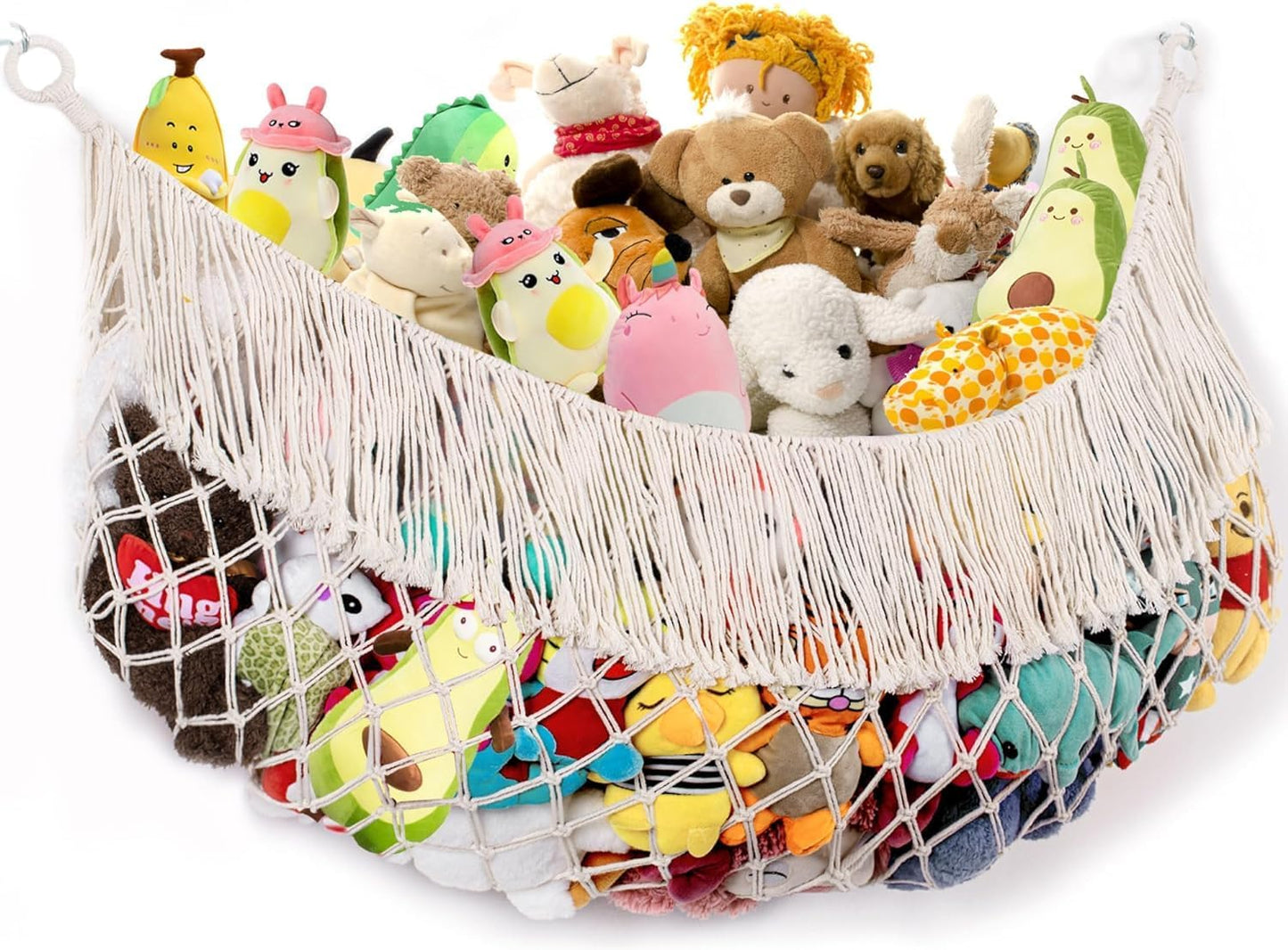 Skiennix Stuffed Animal Hammock - Extra Large 56'' Storage Net for Toys - Cream White