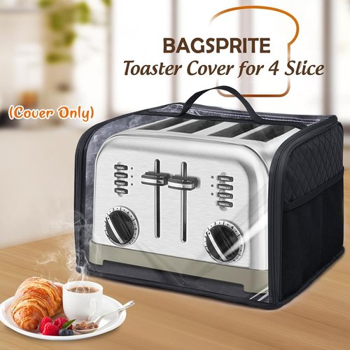 BAGSPRTIE Toaster Cover - Full Open Dust Protection for 4-Slice Toasters | Compatible with Cuisinart, BELLA, Black & Decker